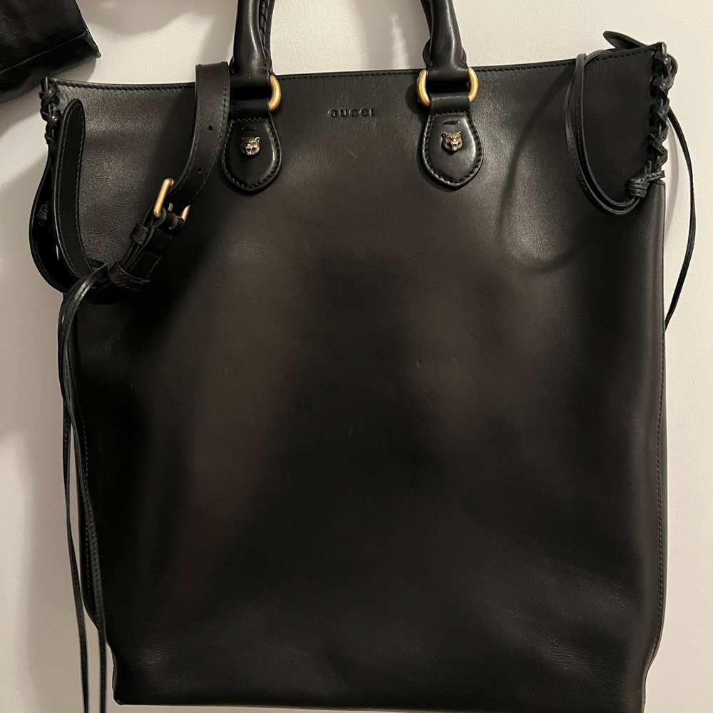 Authentic Gucci Black Large Leather Tote